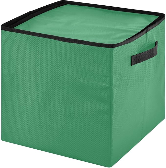 Green Christmas Ornament Storage Basket Box Holiday Storage Container Cube with Adjustable Dividers for 64 Holiday Ornaments or Decorations Keeps Clean and Dry for Next Season