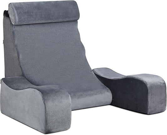 SofGlowly Reading Pillow for Sitting in Bed Adult, Back Support Pillow for Bed Sitting up with Arm Rest,Bed Rest Pillows for Watching TV/Reading/Gaming/Resting in Beds, Couch or Floor, Medium 19" Gray