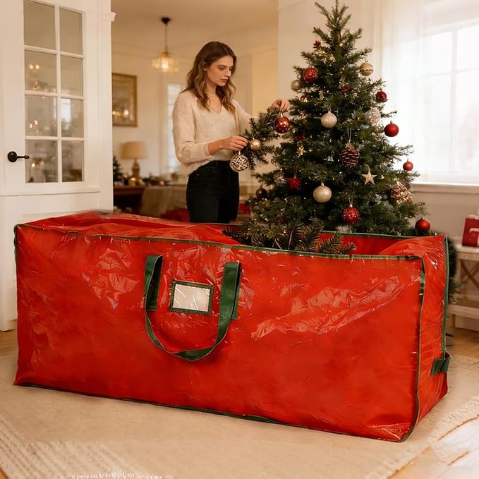 Christmas Tree Storage | Zippered Large Holder Organizer,Heavy Duty Tree Bags with Reinforced Handles | for Basement Garage Closet College Dorm Attic Home