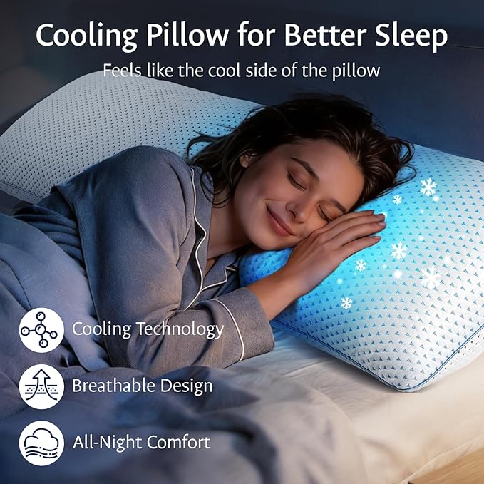 Cooling Pillows King Size Set of 2 for Sleeping, Adjustable Shredded Gel Memory Foam Cool Pillows 2 Pack for Side, Back, Hot Sleeper, Mid-Firm for Neck Pain Relief,Washable Removable Cover,CertiPUR-US