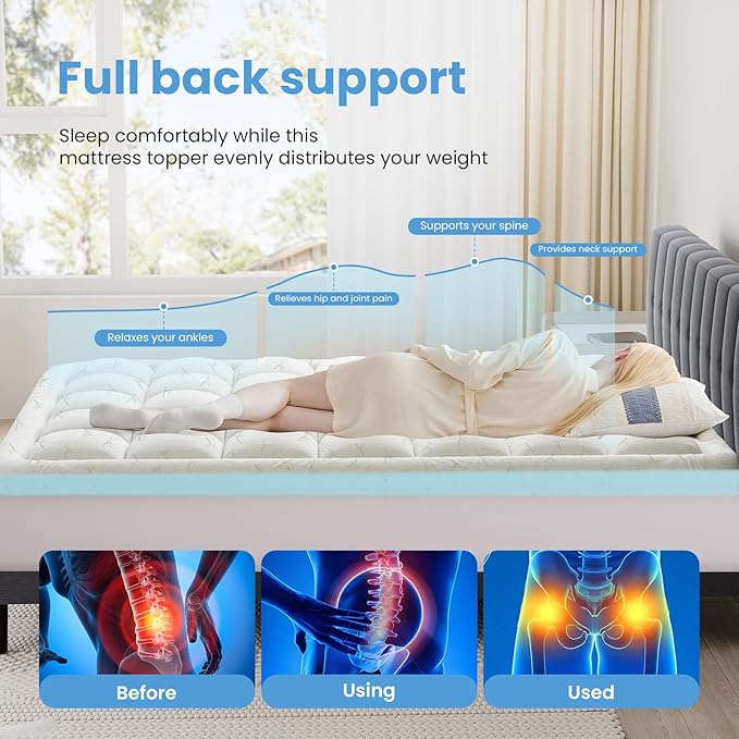 DUMOS Dual Layer 4 Inch Twin Mattress Topper, Memory Foam Mattress Topper - 2 Inch Gel Memory Foam and 2 Inch Pillow Top Mattress Pad Cover for Back Pain, Thick Soft Topper with 8-16 Inch Deep Pocket