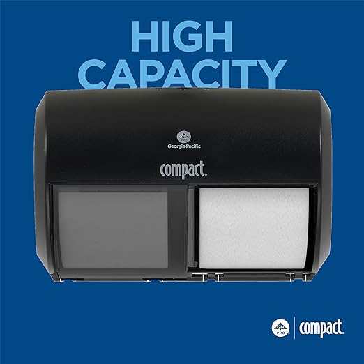 Georgia-Pacific Compact 2-Roll Side-by-Side Coreless High-Capacity Toilet Paper Dispenser by GP PRO (Georgia-Pacific); Black; 56784A; 1 Dispenser