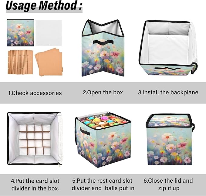 Kigai Wild Flower Christmas Ornament Storage Box with Zipper & Adjustable Dividers Holiday Ornament Organizer Xmas Storage Container, 64 Balls
