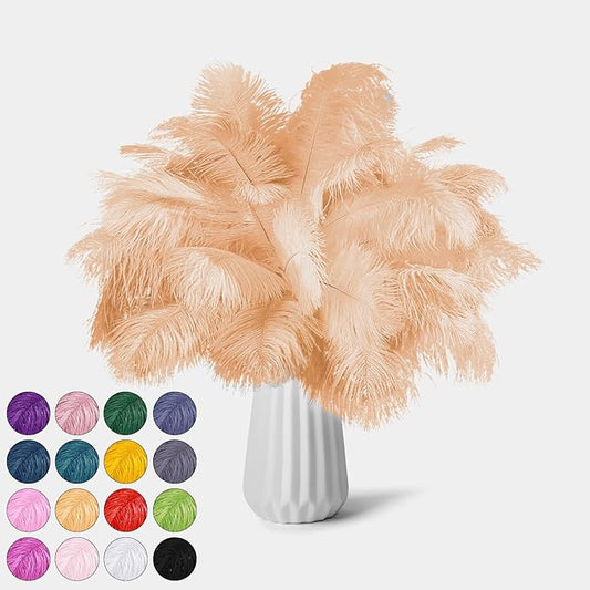 30pcs Champagne Ostrich Feathers Natural Bulk 9-12inch(23-30cm) Vase Craft Wedding Home Party Centerpieces Christmas Day Decoration