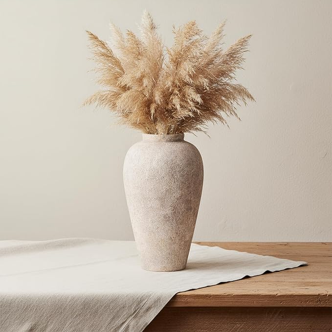 Ceramic Flower Vase Home Decor - 9.2 inch Large Farmhouse Table Vases, Rustic Decorative Vases for Kitchen Living Room Coffee Dining Shelf Mantel Decoration