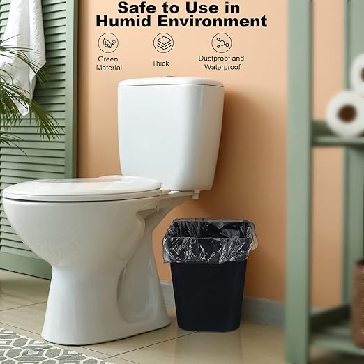 Eccliy 6 Pack 1.6 Gallons Trash Can Small Bathroom Plastic Trash Can with 3 Rolls of Bags for Bedroom Home Office Living Room Kitchen(Black,6)