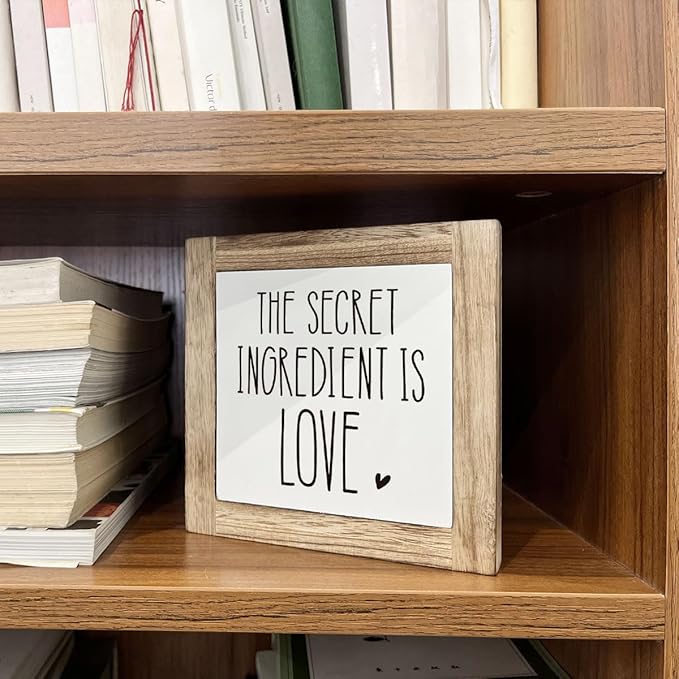 The Secret Ingredient Wooden Sign - Love Decor for Kitchen & Home, Warm Tabletop Gift