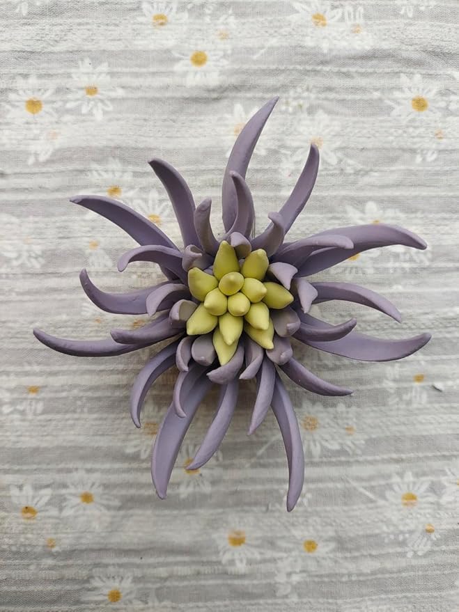Yimi Flower, 3.54" 3D Handmade Porcelain Wall Art, Floral Wall Decor, Modern Home Office Decor, Unique Gift for Home Office, Purple