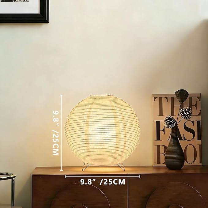 YY YEARCHY Table Lamp Paper Lamp Standing Lamps with Rice Paper Shade for Bedroom Livingroom (Ball 2 Pack)