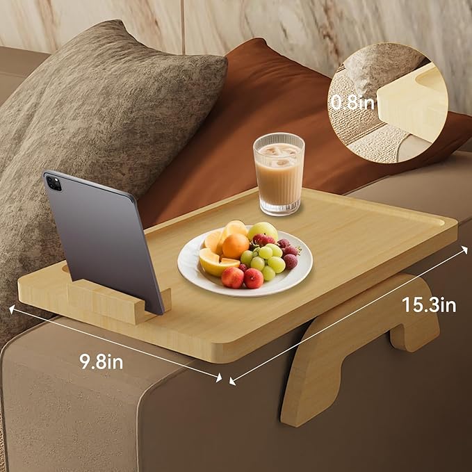 Couch Trays & Sofa Armrest Table - Multi-Functional Arm Trayes for Couch, Perfect Clip Sofa Tray Table for Snacks & Drinks