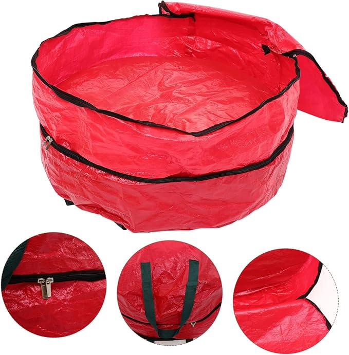 Garneck Christmas Wreath Storage Bag Garland Holder with Carry Straps for Holiday Decorations Party Supplies and Wedding Preparations Pe Storage