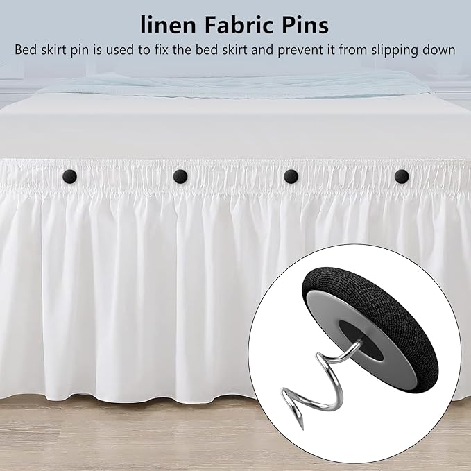 12 Colors Fabric Covered Button Twist Pins Dust Ruffle Pins- for Sofa，Upholstery，Armchair Caddies, Armrest Covers,Bed Skirts, Slipcovers, Headliners (12, Black)
