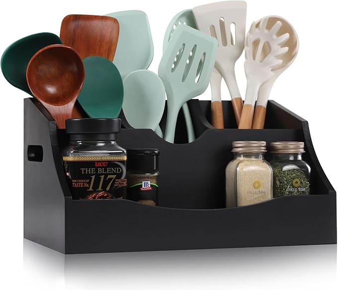 Innovation Utensil Holder Kitchen Utensil Organizer with Handle,Black