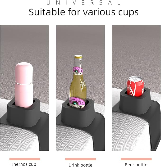 vodvob Couch Cup Holder, Anti-Spill Sofa Cup Holder Silicone Couch Coaster, Suitable for Sofa Recliner Armchairs, Gifts for Mom, Dad, Husband, Grandma, Grandpa, Black