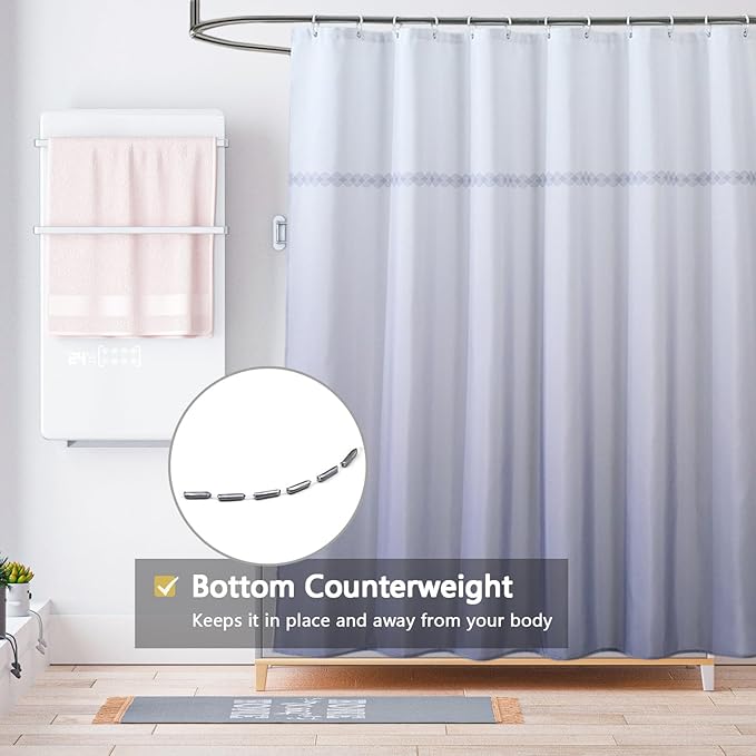 LLSCL Fabric Shower Curtain Liner with Magnets, Waterproof Hotel Quality, 72 x 72 Machine Washable