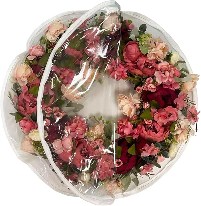 Wreath Storage Container 24 inch 2 Packs with Clear Window, Large Wreath Storage Container,LightWeight Portable Container for Christmas Decorative Wreath Bag (2)