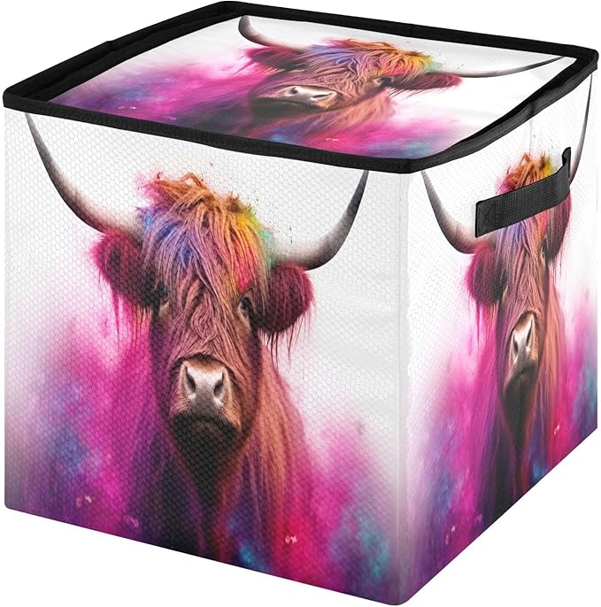 Kigai Highland Cow Christmas Ornament Storage Box with Zipper & Adjustable Dividers Holiday Ornament Organizer Xmas Storage Container, 64 Balls