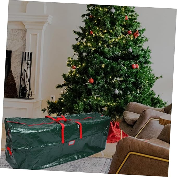 PRETYZOOM Christmas Tree Storage Bag Large Capacity Zippered Container for Holiday Tree Pet Material Easy to Carry Handles