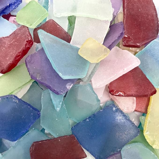 Tumbler Home Sea Glass for Crafts, Decor & Vase Filler, 25oz Frosted Assorted Seaglass Pieces, Recycled Beach Glass in Bulk and Smooth Seaglass for DIY Art, Coastal Decor, and Jewelry Making