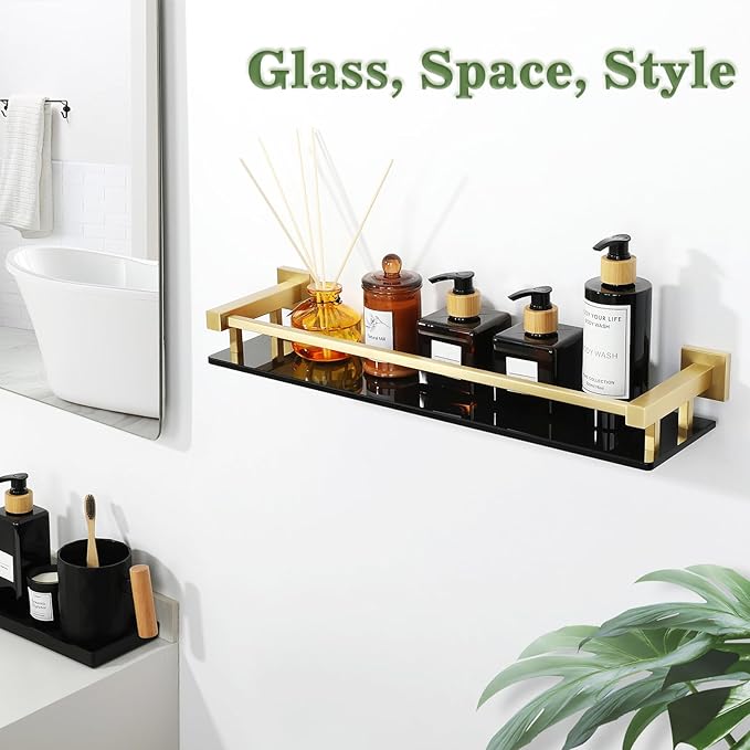 Alise Bathroom Shelves,Glass Shelf for Bathroom, Modern Floating Shelves,20 inch