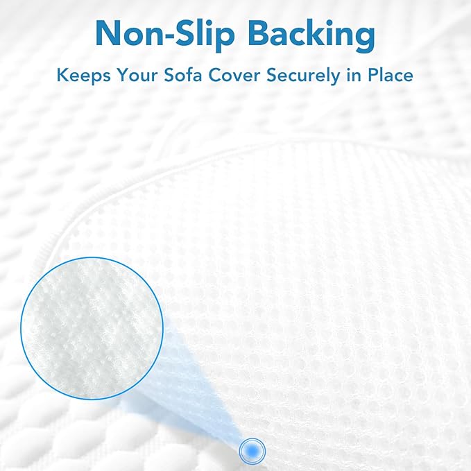 Non Slip Cooling Couch Cover for Seat, Pet Friendly Couch Protector for Dogs&Pets,Breathable Sofa Cushion Cover for 2–3 Seater Couches,Soft Washable Sofa Pad for Leather&Fabric Sofas,White,25.6"×82.7"