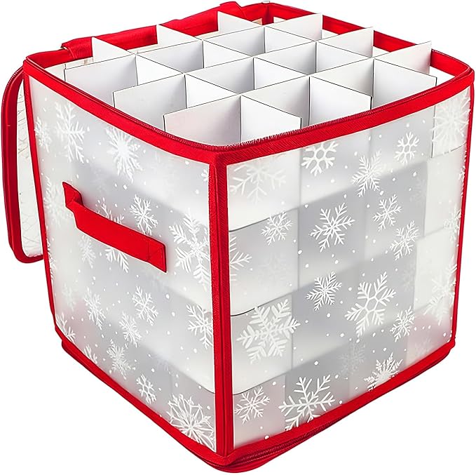 Holiday Ornament Storage Container,with Handle 36 Slots Zippered Dustproof Foldable | Christmas Decoration Container Bin - for Cabinet Under Bed Shelf Home Dorm Apartment Bedroom