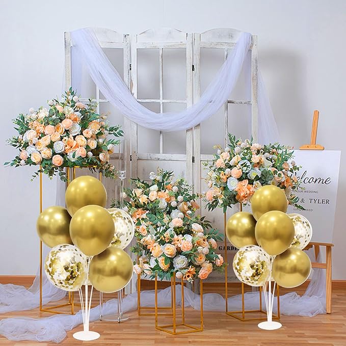 ZJDHPTY Gold Party Decorations 4Set Balloon Stand Table Centerpieces for Birthday Bridal Shower Wedding Anniversary Engagement Mother's Day Father's Day Graduation Decorations 2026 New Years Eve
