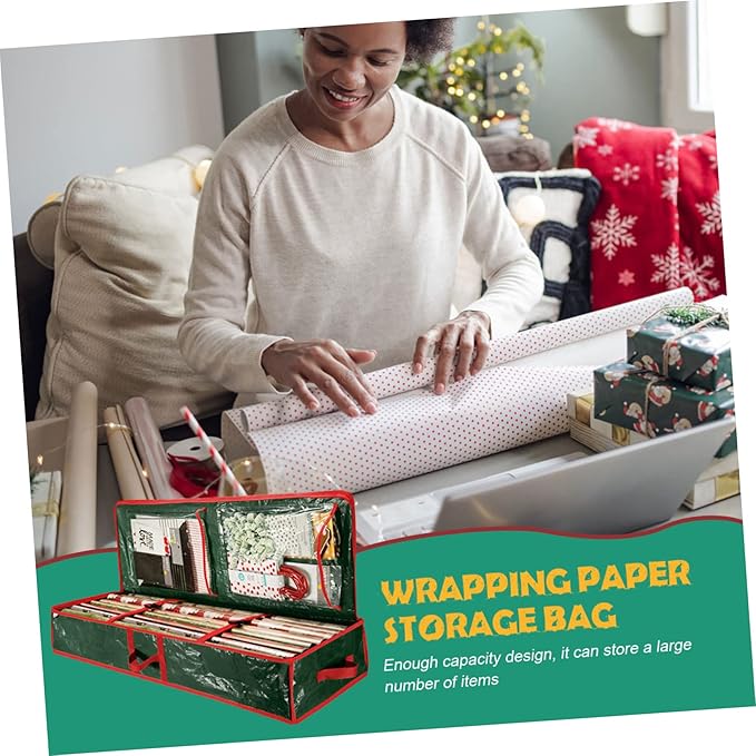 Garneck Under Bed Wrapping Paper Storage Organizer Bag Lightweight Wrap Storage for Holiday Presents Crafts and Snacks Capacity Design for Easy Organization