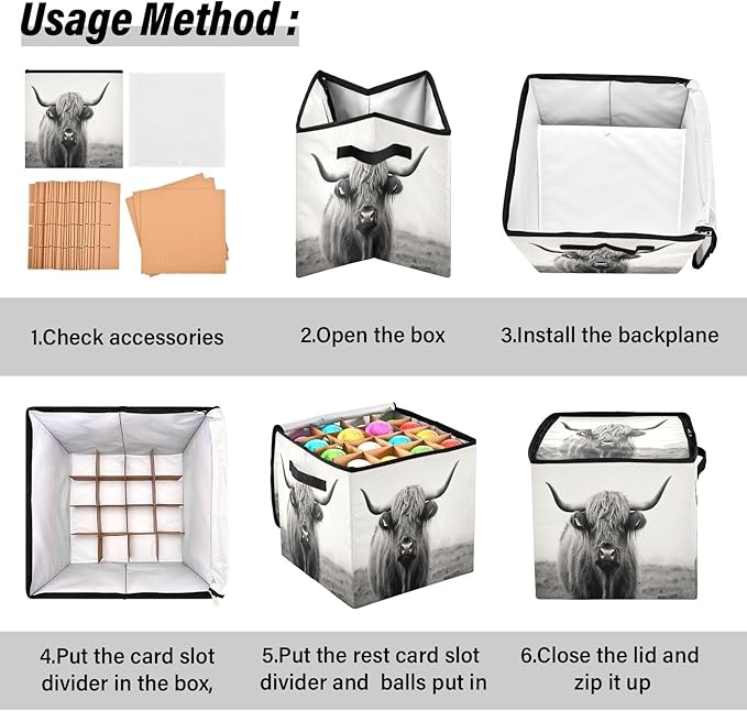 Kigai Highland Cow Christmas Ornament Storage Box with Zipper & Adjustable Dividers Holiday Ornament Organizer Xmas Storage Container, 64 Balls