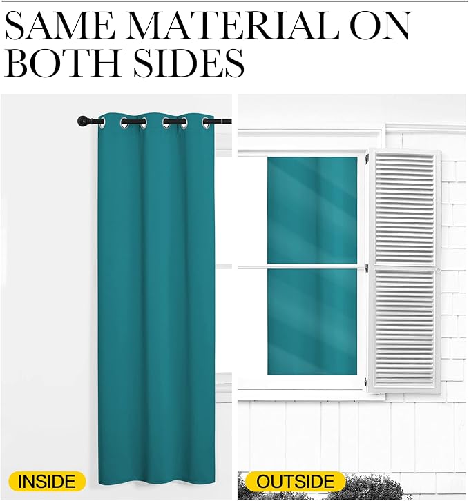 NICETOWN Room Darkening Curtains 102 inch Length 2 Panels, Peacock Teal, 2 Pieces, W55, Thermal Insulated Grommet Blackout Curtains for Modern Casual Elegant Bedroom Kids Room Theme Decoration