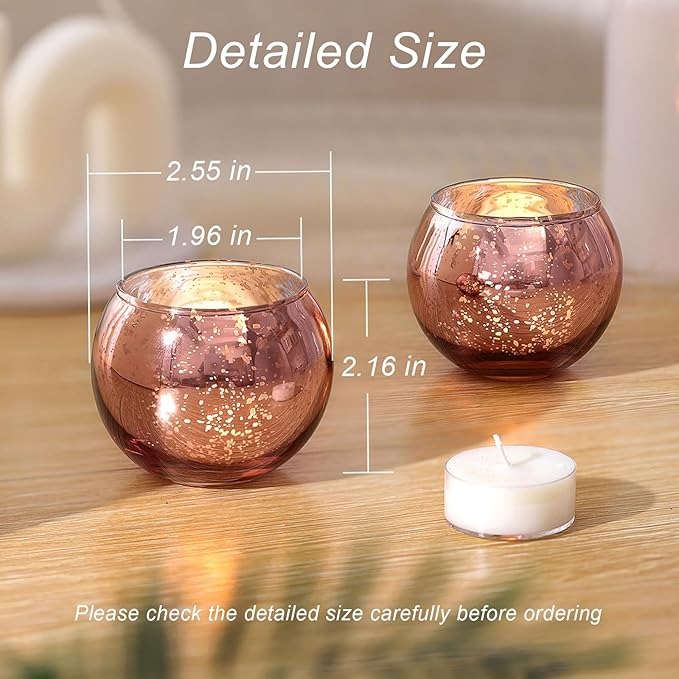 LAMORGIFT 12 Pcs Rose Gold Candle Holders-Rose Gold centerpieces for Birthday Party, Wedding, Bridal Shower, Sweet 16. Mother's Day Brunch Table Decorations