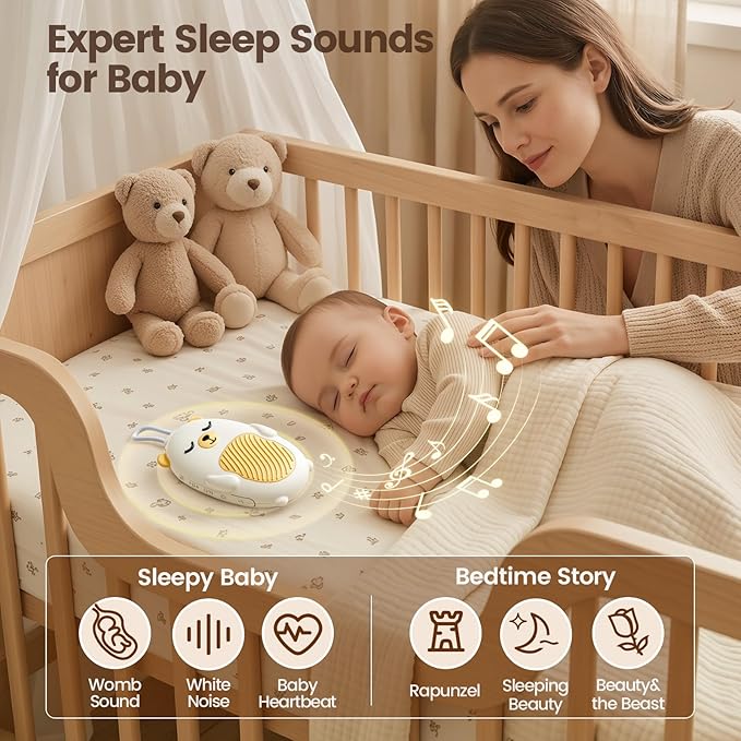 Vaydeer Baby Sound Machine for Sleep, White Noise Machine with 115 Sounds & 4 Modes, for New Moms & Newborns, Baby Sleep Soother, 54 dB Safe,Gift for Mom, Nursery Essentials