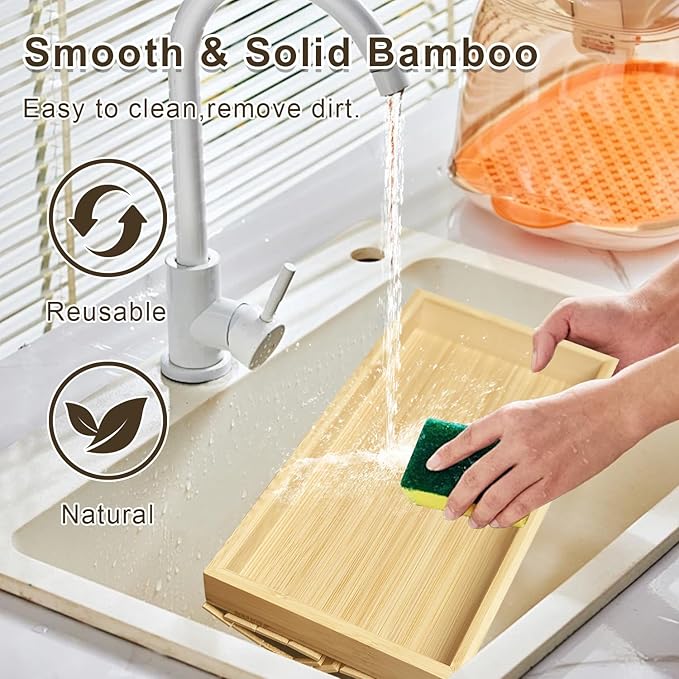 Bamboo Foldable Sofa Armrest Tray - Anti-Dropping Couch Arm Table for Phone, Cups, Snacks, Drinks - Flexible and Foldable - Gift for Housewarming, Birthday
