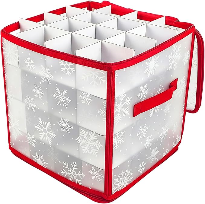 Christmas Ornament Storage Box | with Handle Waterproof Large Capacity Foldable 36 Slots | Christmas Decoration Ball Organizer | for Cabinet Under Bed Shelf Home Dorm Apartment Bedroom