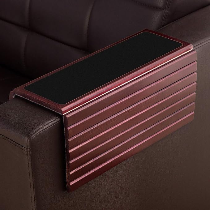 GEHE Couch Arm Tray Table, Flexible/Foldable Sofa Armrest Tray, Couch Armrest Table Cup Holder Great for Drinks Snacks Remote Control, Portable Side Table and Anti-Slip Bottom