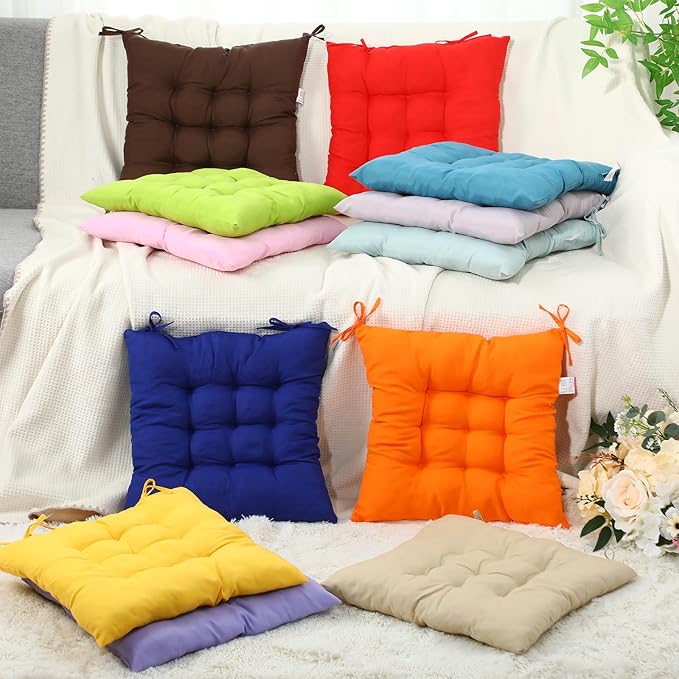 Geetery 12 Pcs Floor Pillows Bulk Seating Cushions for Floor Chair 15.7'' Large Meditation Cushion for Yoga Living Room Tatami Bedroom Balcony Office (Multicolor,Square)