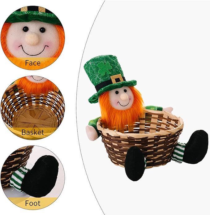 Holiday Candy Basket Irish Atricks Day Candy Storage Doll Festival Beautiful Decorations Ornament Indoor Storage Basket