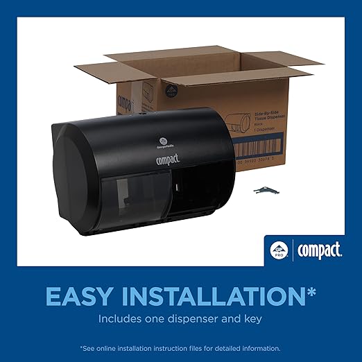 Georgia-Pacific Compact 2-Roll Side-by-Side Coreless High-Capacity Toilet Paper Dispenser by GP PRO (Georgia-Pacific); Black; 56784A; 1 Dispenser