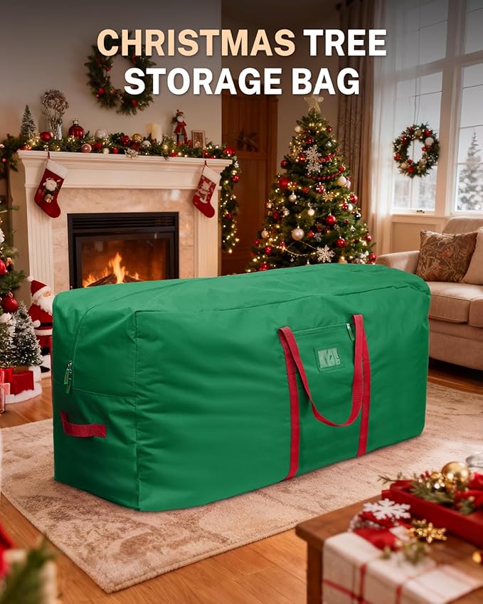 Christmas Tree Storage Bag, MaidMAX Christmas Tree Bag Fits Up to 9ft Tall, Heavy-Duty 600D Oxford Fabric Christmas Tree Storage Box with Handles, Wide Opening Tree Storage Container (Green)