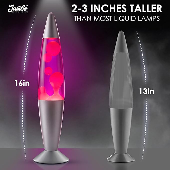 JAMBO 16" Beautiful Lamp- Purple with Pink Wax, Relaxing Liquid Light, Night Light Nightlight, Home Decor Living Room Office Bedroom Lamp for Adults Teens Kids, Magma Motion