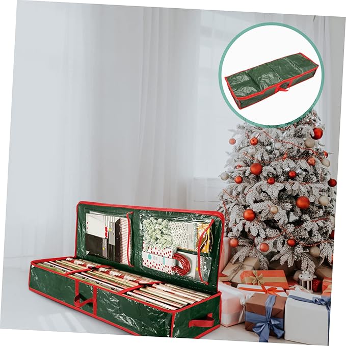 TIDTALEO Wrapping Paper Storage Organizer Bag for under Bed Wrap Container Multiple Pockets Lightweight and Home Supply for Holidays and Occasions