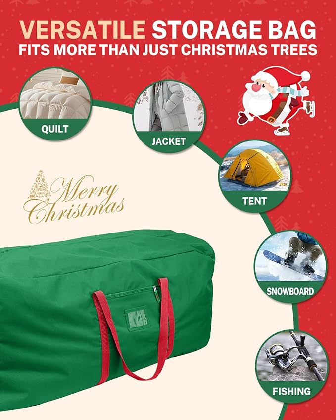 Christmas Tree Storage Bag, MaidMAX Christmas Tree Bag Fits Up to 7.5 ft Tall, Heavy-Duty 600D Oxford Fabric Christmas Tree Storage Box with Handles, Wide Opening Tree Storage Container (Green)