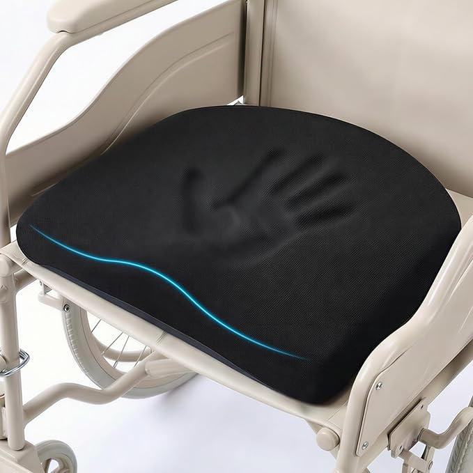 Tsumbay Firm Support Coccyx Cushion for Office Chair - Orthopedic Memory Foam, XL Size (18.5”x16.5”), Tailbone Pain Relief with Removable Washable Cover & Handle for Car, Wheelchair