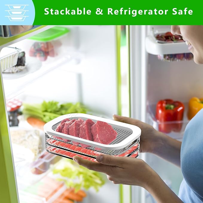 Deli Meat Container for Fridge with Airtight Lid, 3-Layer Lunch Meat Container for Fridge, Transparent Stackable Cold Cuts Storage Containers for Meats Cold Cuts Cheese, BPA Free, 18.6oz, 1Pack