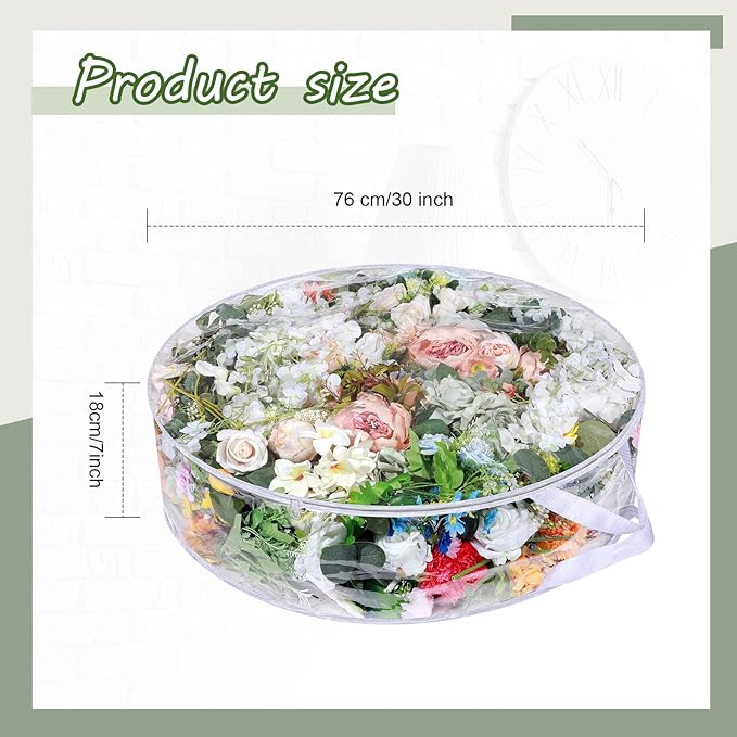 Remagr 4 Pieces 30 Inch Wreath Storage Bag Christmas Plastic Clear Storage Container Bags, Wreath Bag Zippered Package Weddings Holiday Artificial Wreaths Package(Transparent)