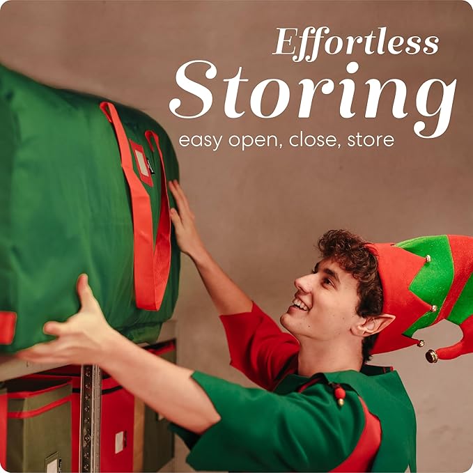 Handy Laundry Christmas Tree Storage Bag with Wheels – Fits 7.5 ft Artificial Tree, Heavy Duty, Large Zippered Holiday Storage Container for Ornaments & Decorations, Durable Handles, Green
