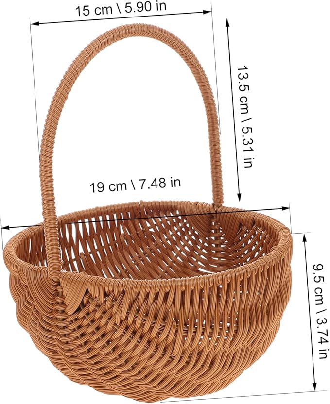 PRETYZOOM Rectangular Mini Easter Storage Basket with Handle Woven Decorative Basket for Eggs Candies and Items for Home Kindergarten Decoration