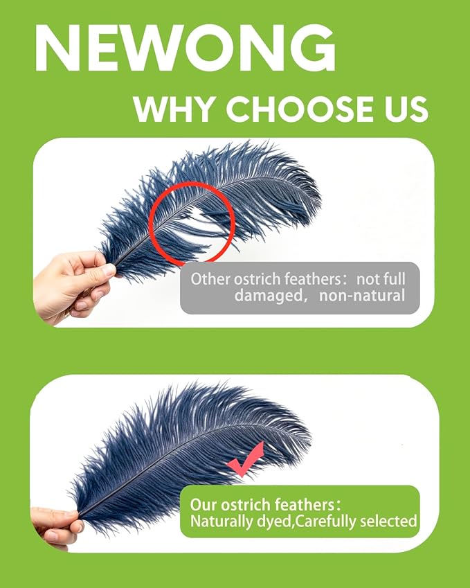 30pcs Navy Blue Ostrich Feathers Natural Bulk 9-12inch(23-30cm) Vase Craft Wedding Home Party Centerpieces Christmas Day Decoration