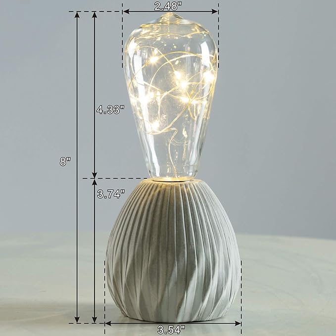 walsport Small Table Lamp Edison Bulb, Nightstand Concrete Cement Grey Base Nightstand Bedside Lamp, Industrial Minimal Style for Cafe Shop Home Decor Christmas Birthday Gift