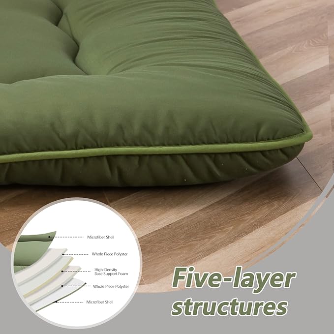 MAXYOYO Cot Japanese Floor Futon Mattress, Single Size Tatami Mat Sleeping Pad Foldable Roll Up Boys Girls Narrow Mattress